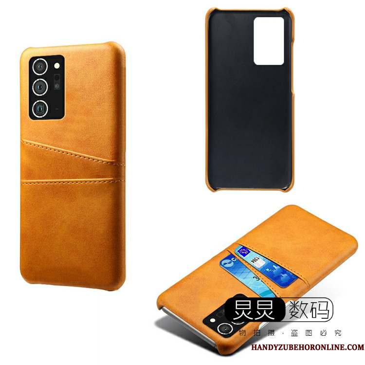 Hoesje Samsung Galaxy Note20 Leer Telefoon Kaart, Hoes Samsung Galaxy Note20 Vintage Geel