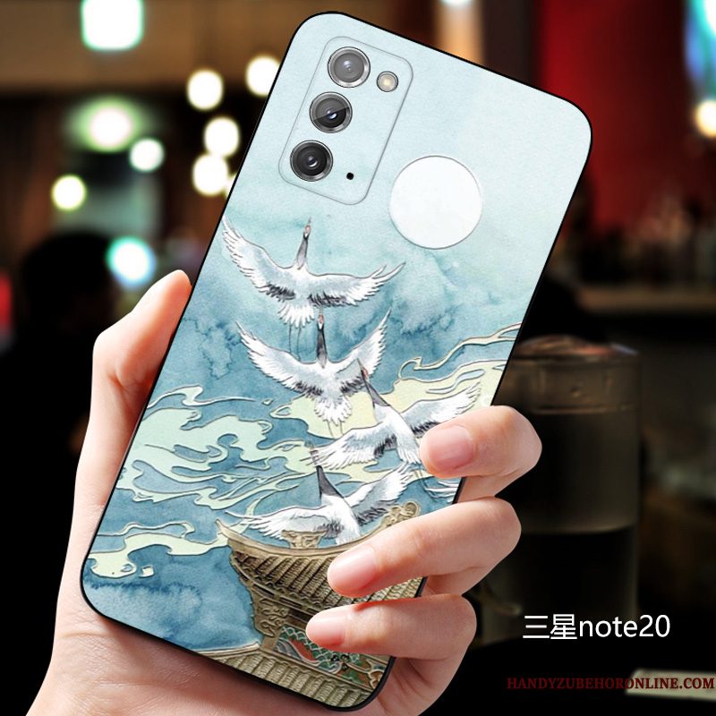 Hoesje Samsung Galaxy Note20 Siliconen Pas Schrobben, Hoes Samsung Galaxy Note20 Zakken Dun Chinese Stijl