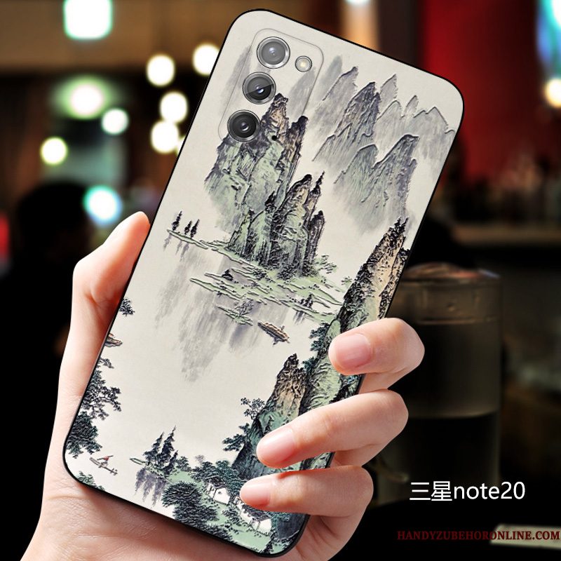 Hoesje Samsung Galaxy Note20 Siliconen Pas Schrobben, Hoes Samsung Galaxy Note20 Zakken Dun Chinese Stijl