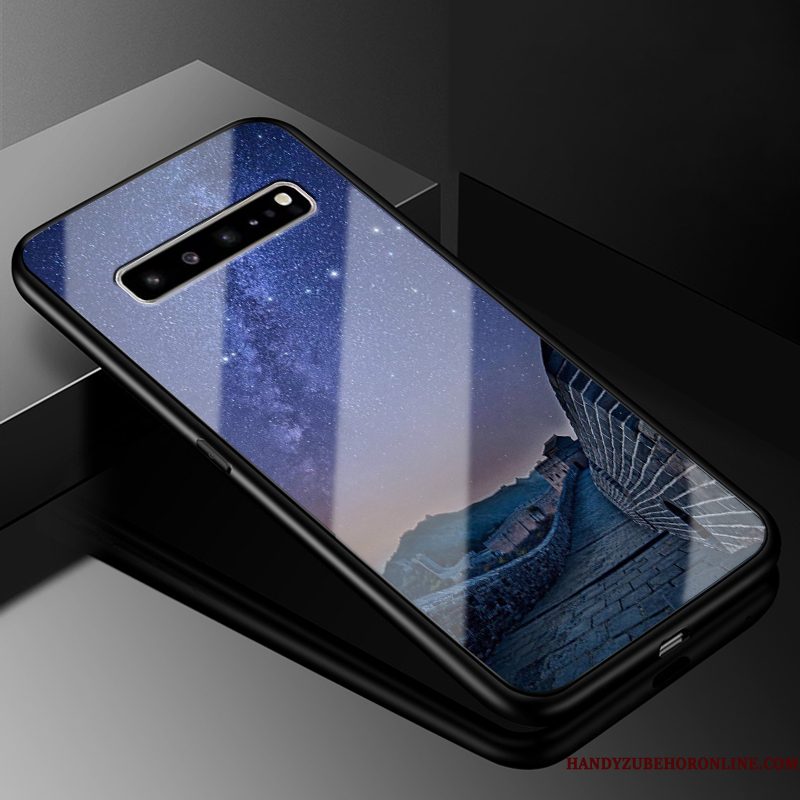 Hoesje Samsung Galaxy S10 5g Bescherming Donkerblauw Persoonlijk, Hoes Samsung Galaxy S10 5g Zakken Anti-fall Glas