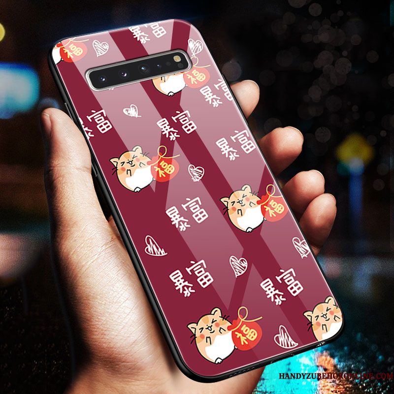 Hoesje Samsung Galaxy S10 5g Bescherming Dun Rood, Hoes Samsung Galaxy S10 5g Siliconen Net Red Spiegel