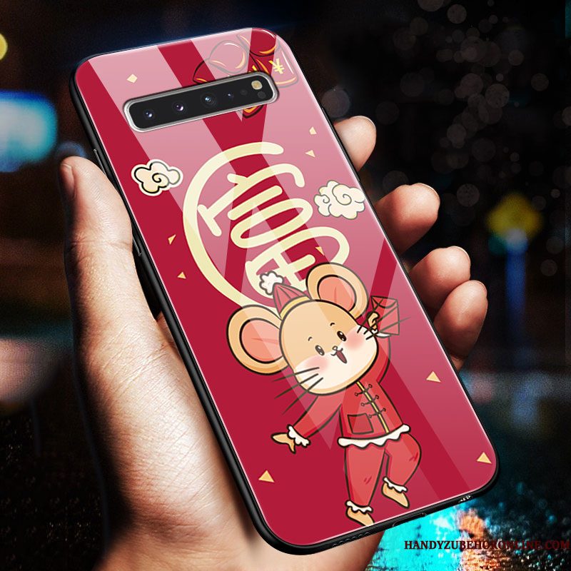 Hoesje Samsung Galaxy S10 5g Bescherming Dun Rood, Hoes Samsung Galaxy S10 5g Siliconen Net Red Spiegel