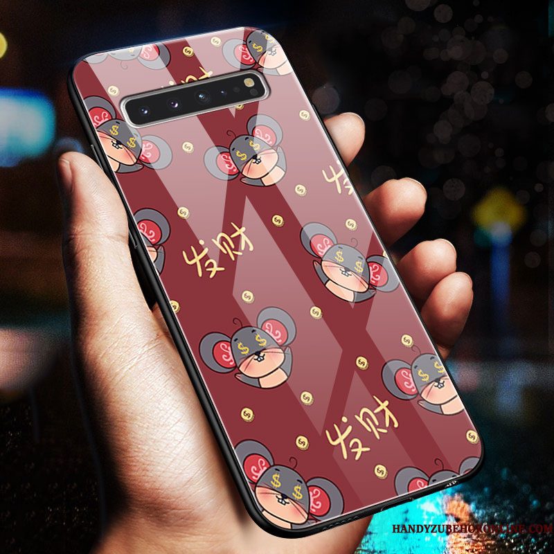 Hoesje Samsung Galaxy S10 5g Bescherming Dun Rood, Hoes Samsung Galaxy S10 5g Siliconen Net Red Spiegel