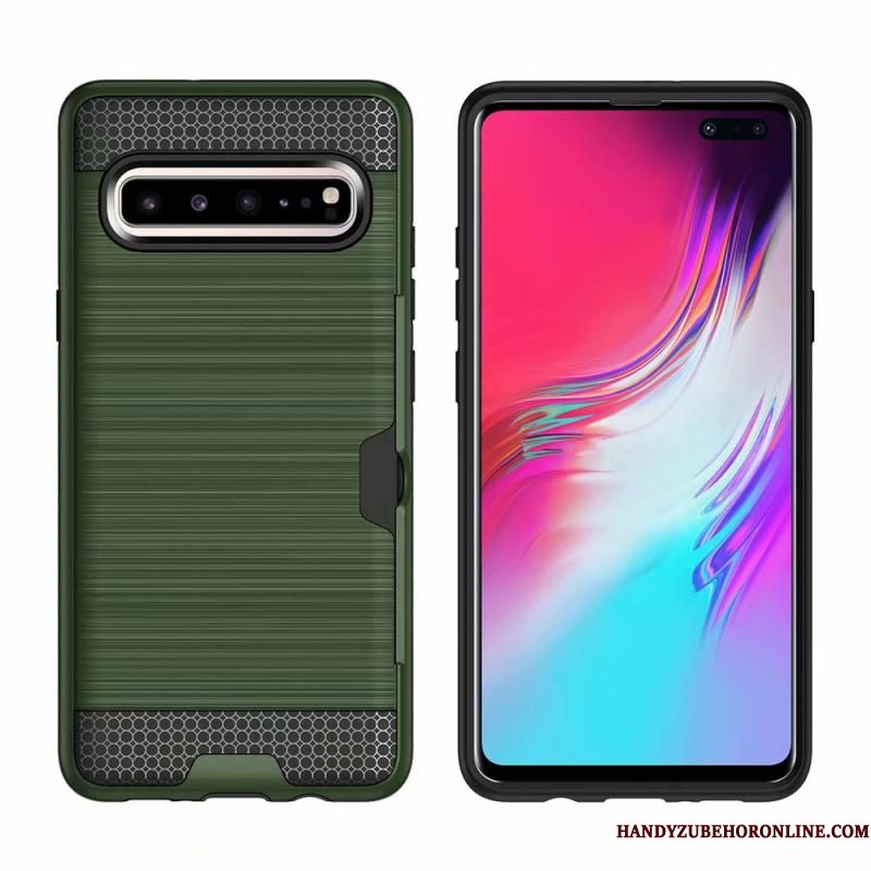 Hoesje Samsung Galaxy S10 5g Bescherming Zijde Kaart, Hoes Samsung Galaxy S10 5g Telefoon Groen