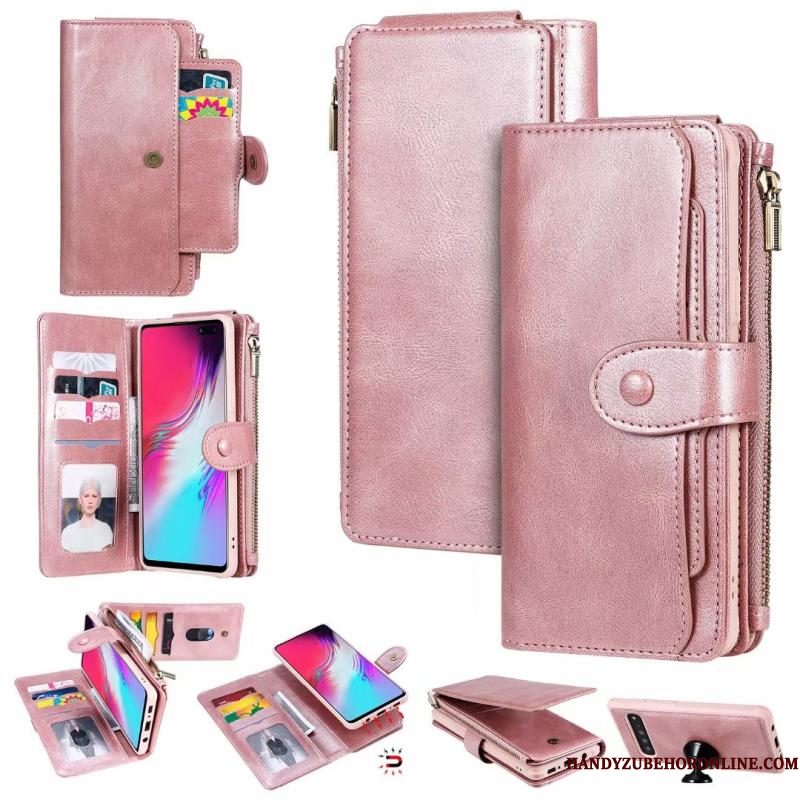 Hoesje Samsung Galaxy S10 5g Leer Telefoon Rood, Hoes Samsung Galaxy S10 5g Bescherming