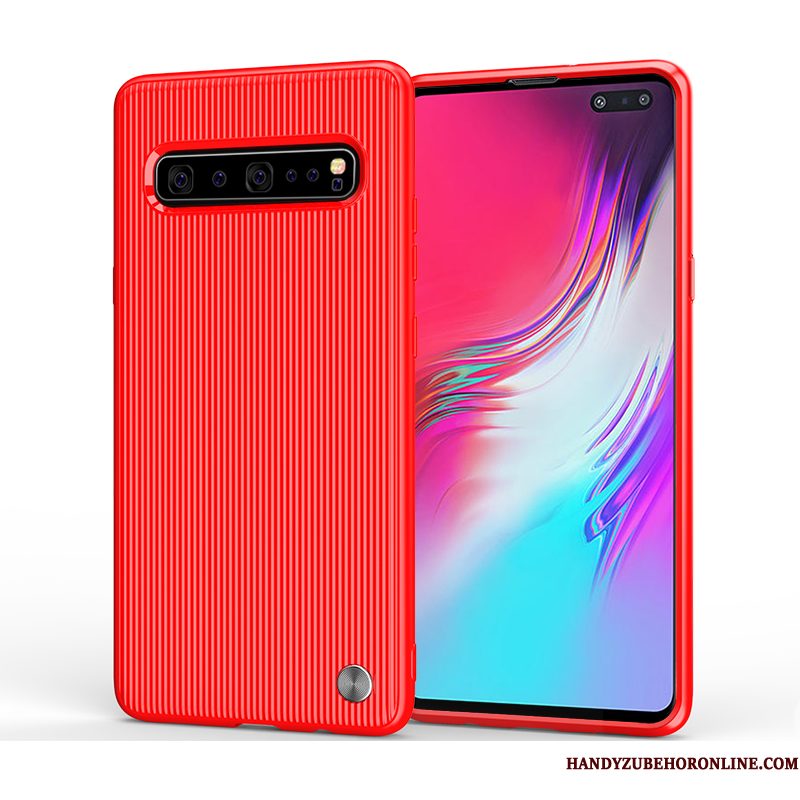 Hoesje Samsung Galaxy S10 5g Scheppend Blauw Anti-fall, Hoes Samsung Galaxy S10 5g Zakken Telefoon Net Red