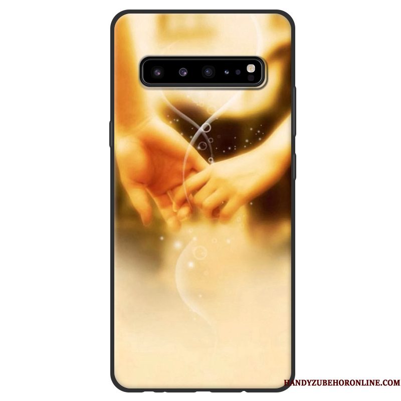 Hoesje Samsung Galaxy S10 5g Zacht Schrobbentelefoon, Hoes Samsung Galaxy S10 5g Bescherming Roze Zwart