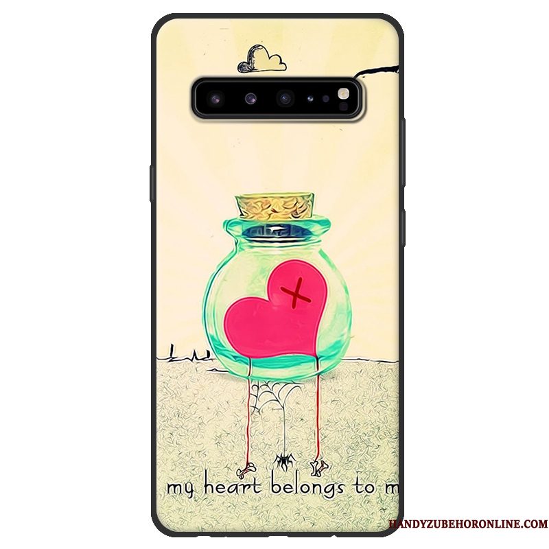 Hoesje Samsung Galaxy S10 5g Zacht Schrobbentelefoon, Hoes Samsung Galaxy S10 5g Bescherming Roze Zwart