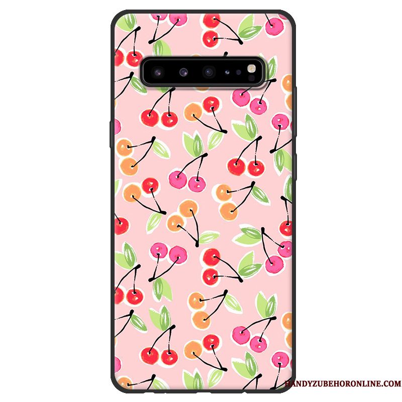 Hoesje Samsung Galaxy S10 5g Zacht Schrobbentelefoon, Hoes Samsung Galaxy S10 5g Bescherming Roze Zwart