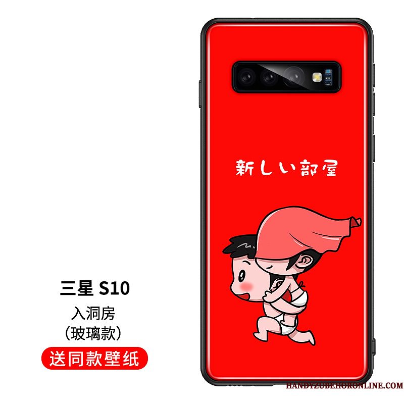 Hoesje Samsung Galaxy S10 Bescherming Glas Persoonlijk, Hoes Samsung Galaxy S10 Scheppend Roodtelefoon