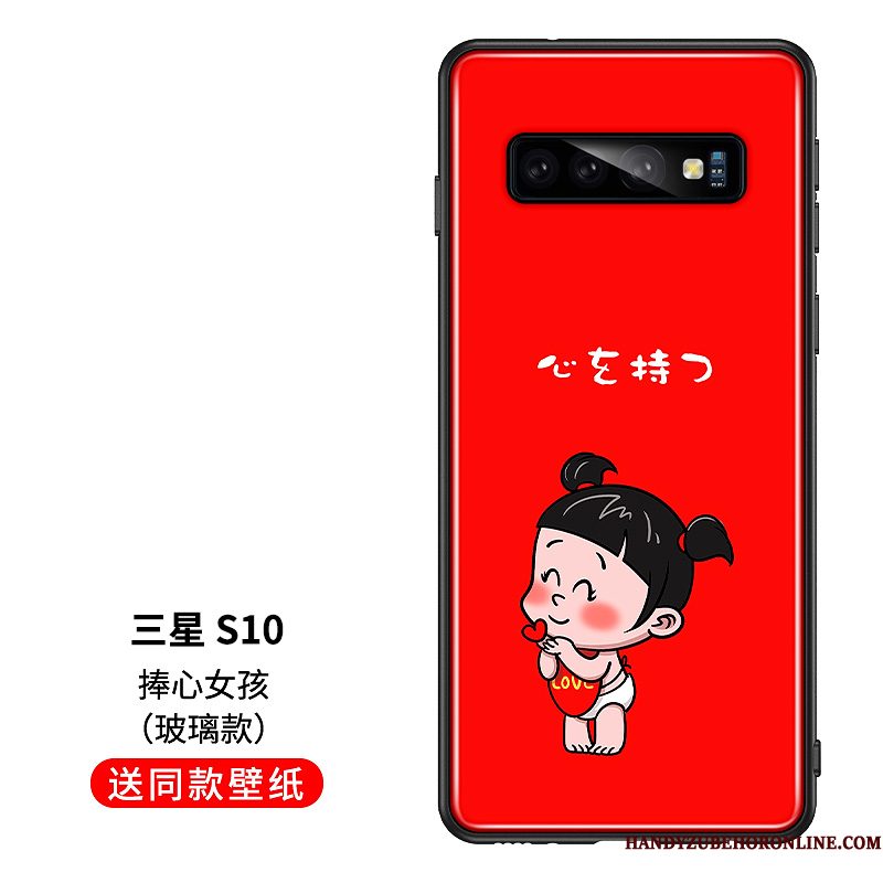 Hoesje Samsung Galaxy S10 Bescherming Glas Persoonlijk, Hoes Samsung Galaxy S10 Scheppend Roodtelefoon