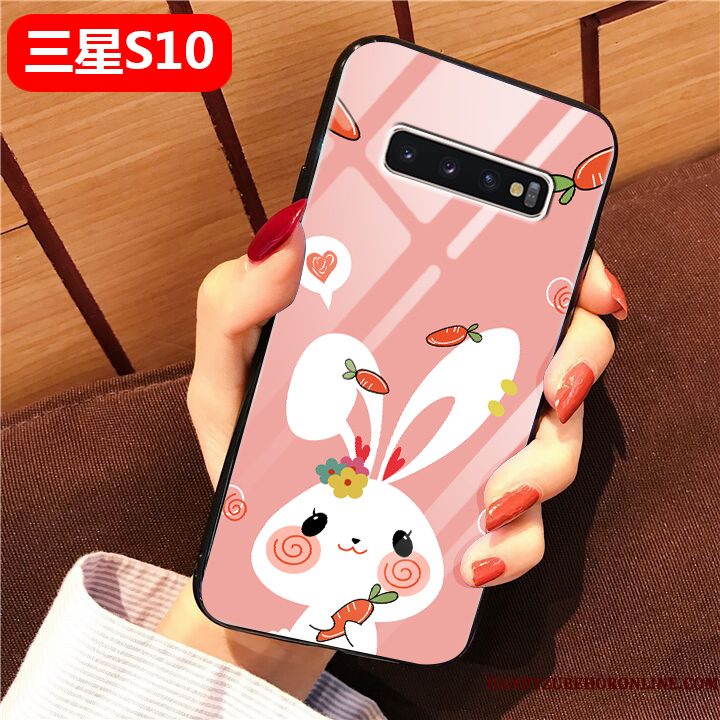 Hoesje Samsung Galaxy S10 Bescherming Glas Roze, Hoes Samsung Galaxy S10 Spotprent Hard Persoonlijk