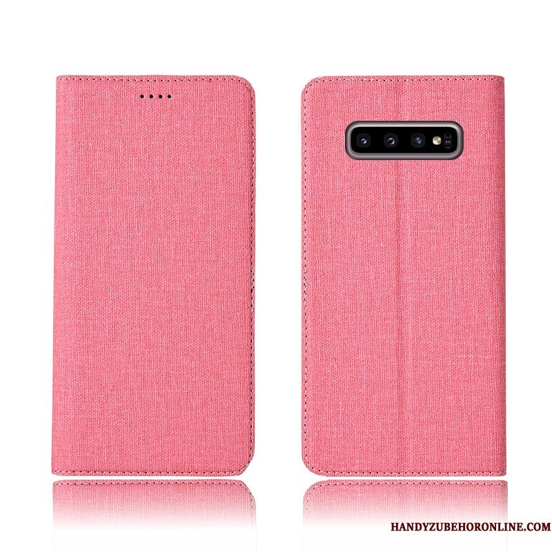 Hoesje Samsung Galaxy S10+ Bescherming Katoen En Linnen Nieuw, Hoes Samsung Galaxy S10+ Leer Telefoon Blauw