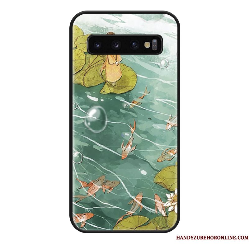 Hoesje Samsung Galaxy S10 Bescherming Persoonlijk Groen, Hoes Samsung Galaxy S10 Mode Chinese Stijl Trendy Merk