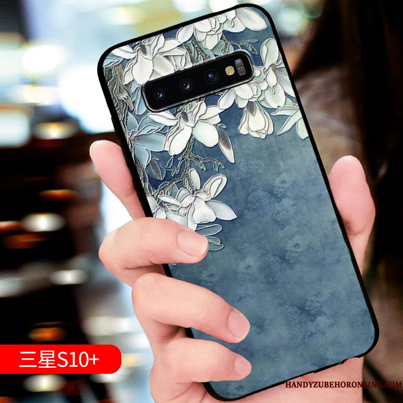 Hoesje Samsung Galaxy S10+ Bescherming Schrobben High End, Hoes Samsung Galaxy S10+ Zacht Trendy Merk Anti-fall