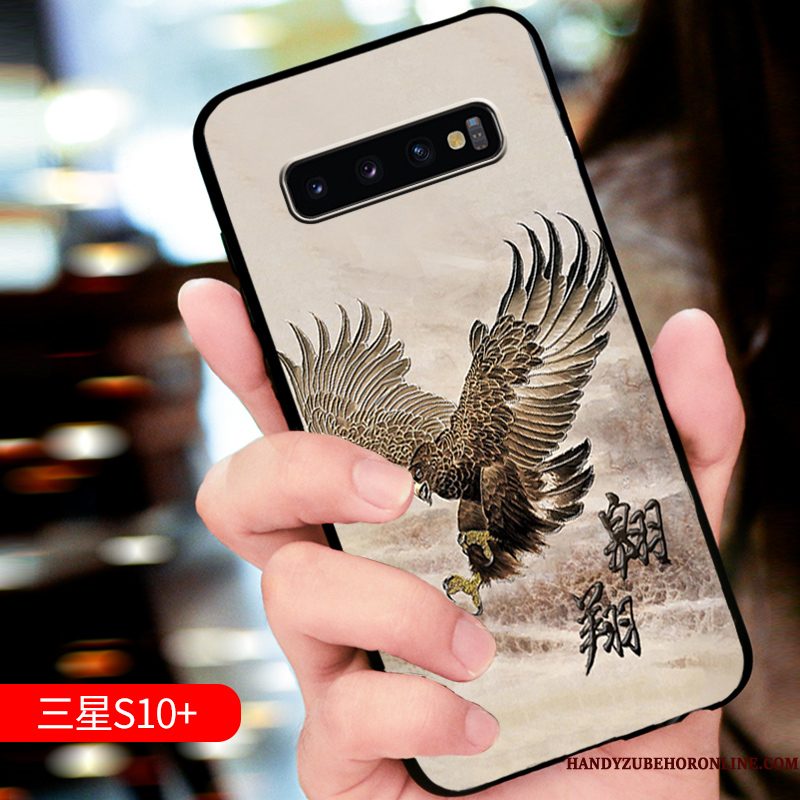 Hoesje Samsung Galaxy S10+ Bescherming Schrobben High End, Hoes Samsung Galaxy S10+ Zacht Trendy Merk Anti-fall