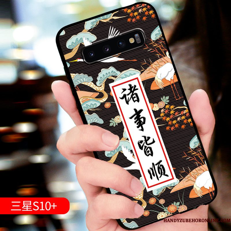 Hoesje Samsung Galaxy S10+ Bescherming Schrobben High End, Hoes Samsung Galaxy S10+ Zacht Trendy Merk Anti-fall