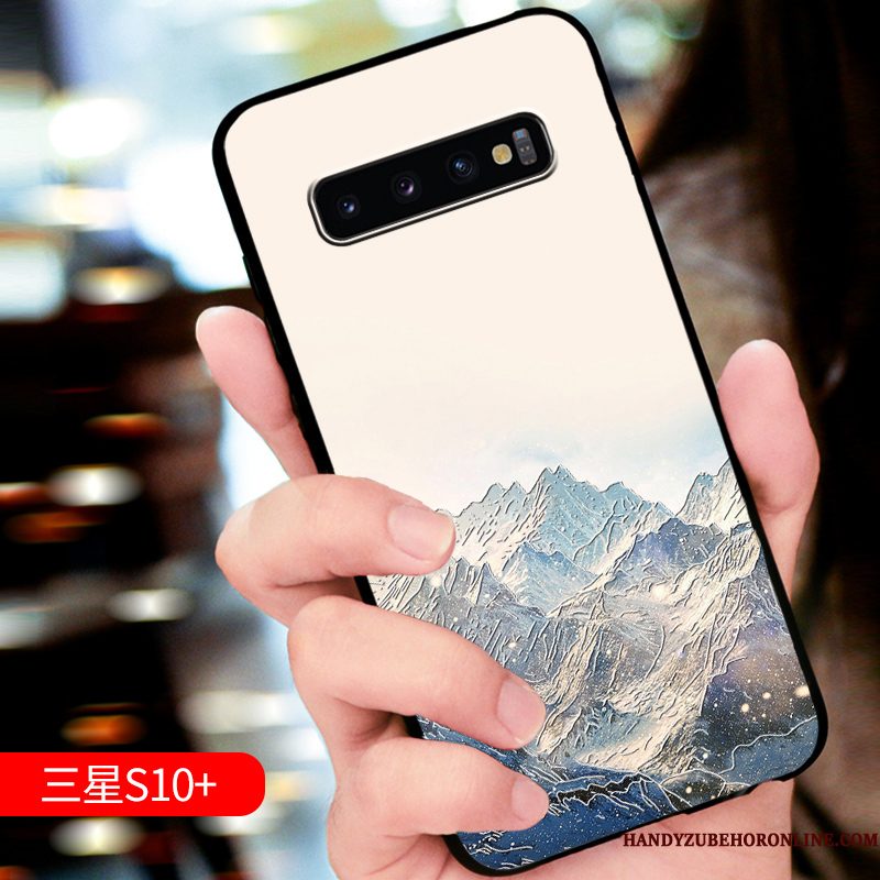 Hoesje Samsung Galaxy S10+ Bescherming Schrobben High End, Hoes Samsung Galaxy S10+ Zacht Trendy Merk Anti-fall