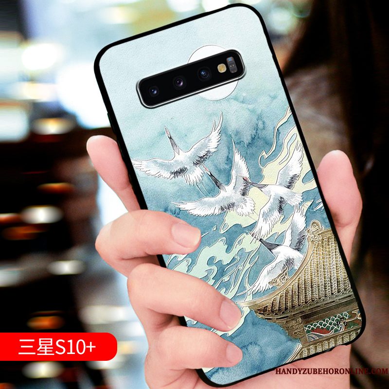 Hoesje Samsung Galaxy S10+ Bescherming Schrobben High End, Hoes Samsung Galaxy S10+ Zacht Trendy Merk Anti-fall