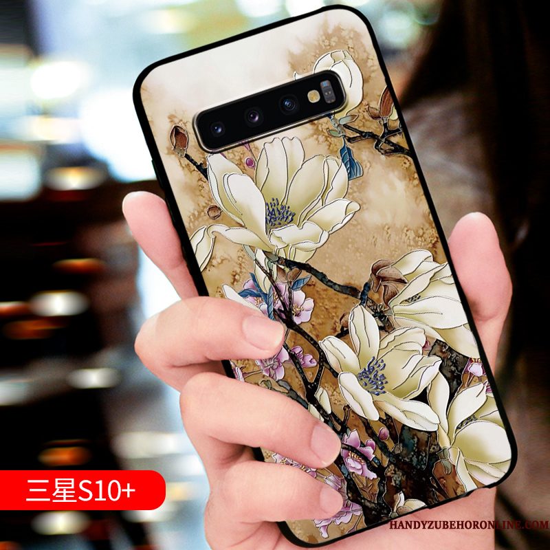 Hoesje Samsung Galaxy S10+ Bescherming Schrobben High End, Hoes Samsung Galaxy S10+ Zacht Trendy Merk Anti-fall