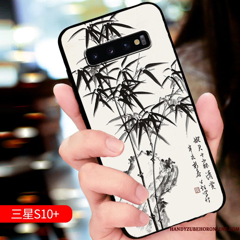 Hoesje Samsung Galaxy S10+ Bescherming Schrobben High End, Hoes Samsung Galaxy S10+ Zacht Trendy Merk Anti-fall