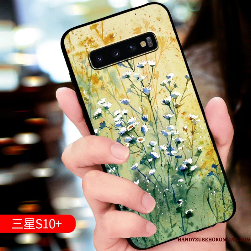 Hoesje Samsung Galaxy S10+ Bescherming Schrobben High End, Hoes Samsung Galaxy S10+ Zacht Trendy Merk Anti-fall