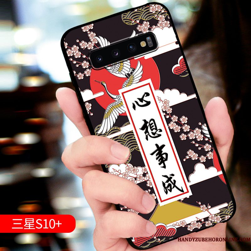 Hoesje Samsung Galaxy S10+ Bescherming Schrobben High End, Hoes Samsung Galaxy S10+ Zacht Trendy Merk Anti-fall