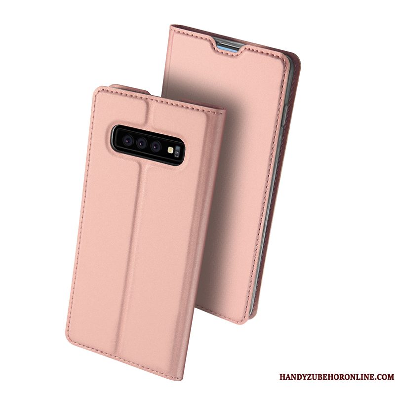 Hoesje Samsung Galaxy S10+ Bescherming Telefoon Goud, Hoes Samsung Galaxy S10+ Portemonnee Kaart Bedrijf