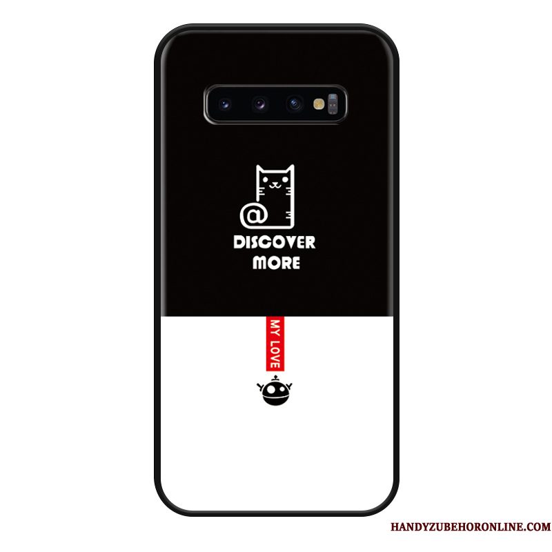 Hoesje Samsung Galaxy S10+ Bescherming Zwart Mooie, Hoes Samsung Galaxy S10+ Spotprent Trendy Merk Eenvoudige