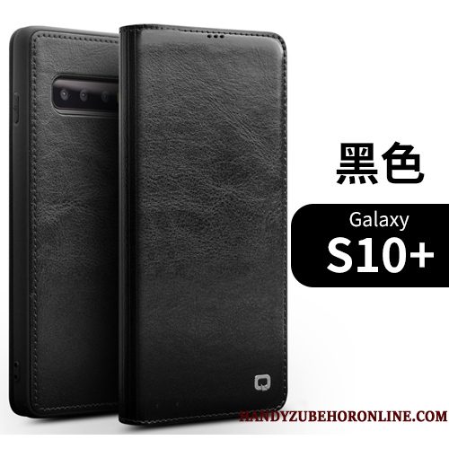 Hoesje Samsung Galaxy S10+ Folio Kaart High End, Hoes Samsung Galaxy S10+ Leer Telefoon Bedrijf