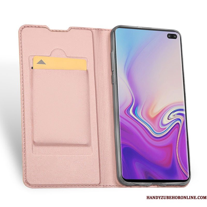 Hoesje Samsung Galaxy S10 Folio Telefoon Zwart, Hoes Samsung Galaxy S10 Leer