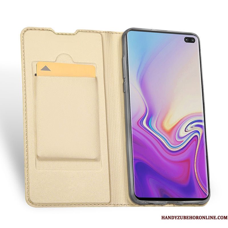 Hoesje Samsung Galaxy S10 Folio Telefoon Zwart, Hoes Samsung Galaxy S10 Leer