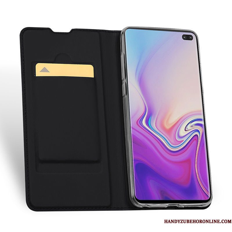 Hoesje Samsung Galaxy S10 Folio Telefoon Zwart, Hoes Samsung Galaxy S10 Leer