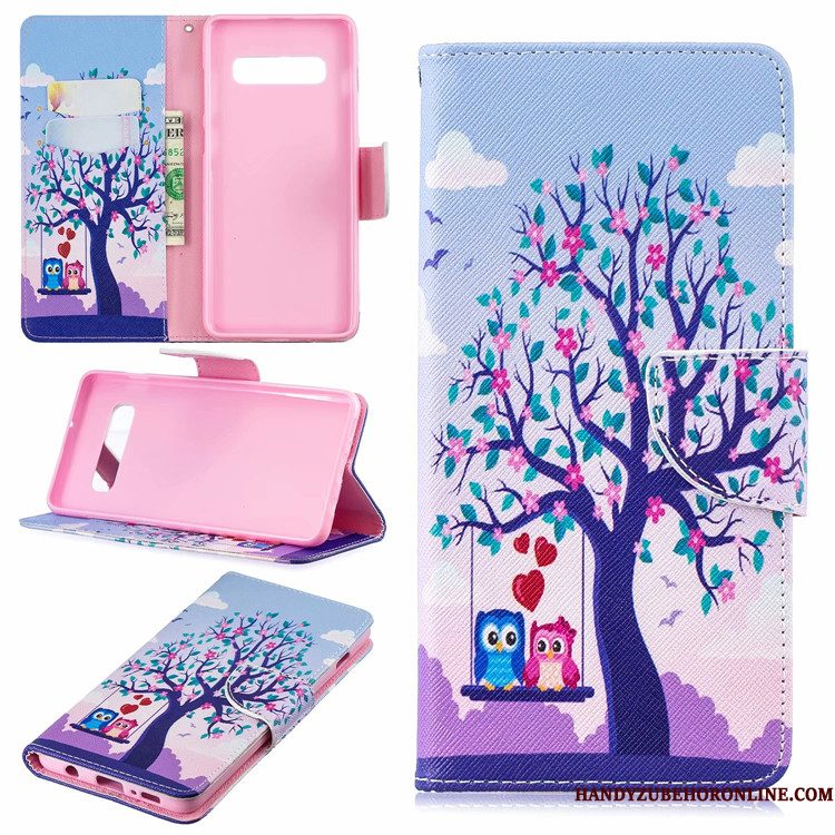 Hoesje Samsung Galaxy S10 Folio Wit Kaart, Hoes Samsung Galaxy S10 Scheppend Telefoon Europa