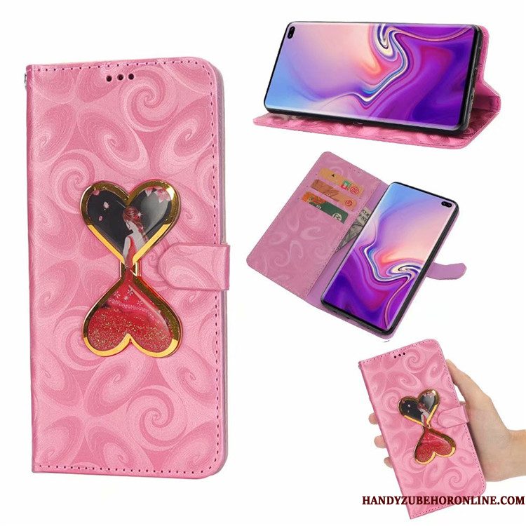 Hoesje Samsung Galaxy S10 Geschilderd Liefde Roze, Hoes Samsung Galaxy S10 Folio Anti-falltelefoon