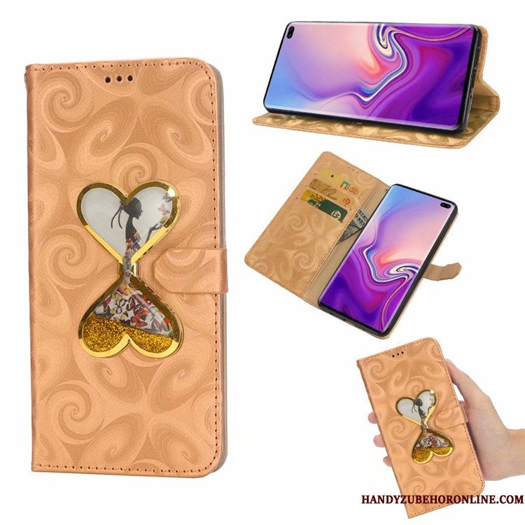 Hoesje Samsung Galaxy S10 Geschilderd Liefde Roze, Hoes Samsung Galaxy S10 Folio Anti-falltelefoon