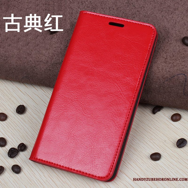 Hoesje Samsung Galaxy S10+ Leer Rood Kaart, Hoes Samsung Galaxy S10+ Folio Kwaliteit Anti-fall