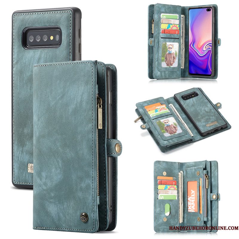 Hoesje Samsung Galaxy S10+ Leer Roodtelefoon, Hoes Samsung Galaxy S10+ Portemonnee Kaart Trend