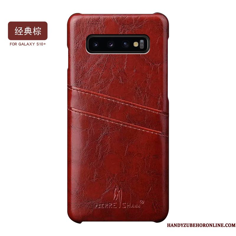 Hoesje Samsung Galaxy S10+ Leer Telefoon Trendy Merk, Hoes Samsung Galaxy S10+ Scheppend Nieuw Persoonlijk