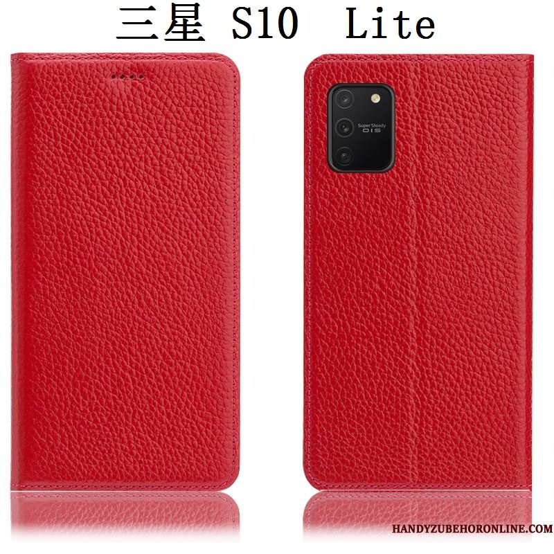 Hoesje Samsung Galaxy S10 Lite Leer Soort Aziatische Vruchttelefoon, Hoes Samsung Galaxy S10 Lite Folio Rood Patroon