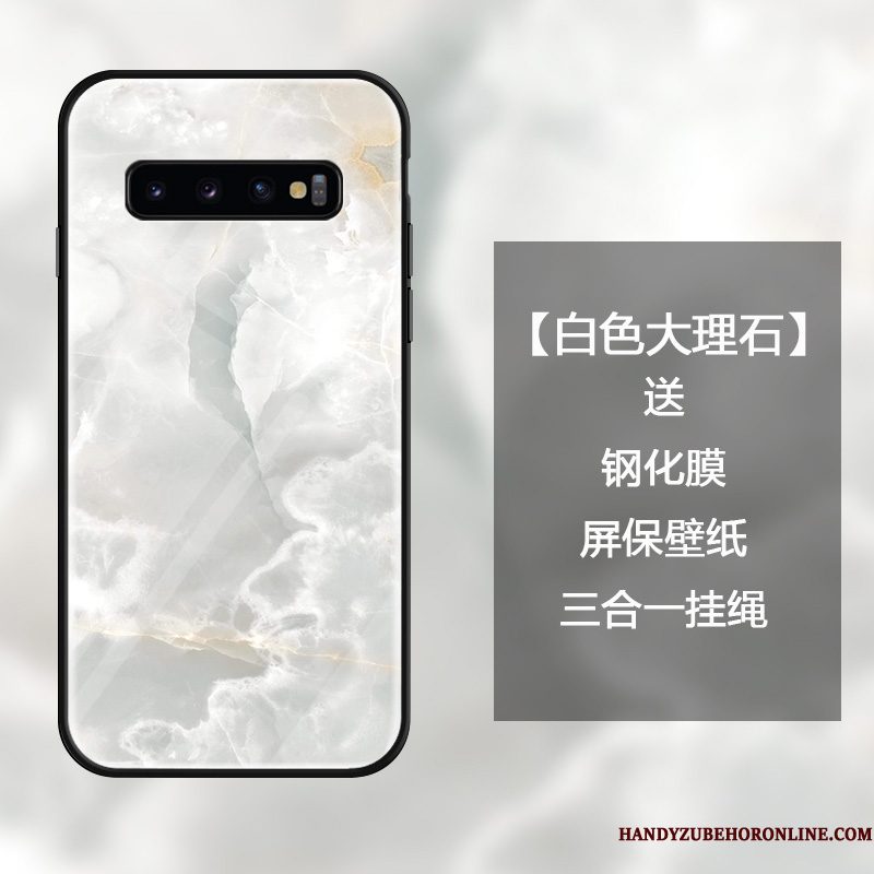 Hoesje Samsung Galaxy S10 Luxe Eenvoudige Grote, Hoes Samsung Galaxy S10 Zakken Gehard Glas Hanger