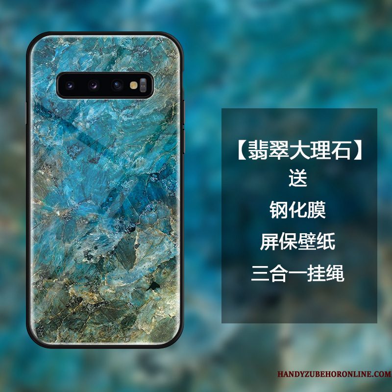 Hoesje Samsung Galaxy S10 Luxe Eenvoudige Grote, Hoes Samsung Galaxy S10 Zakken Gehard Glas Hanger