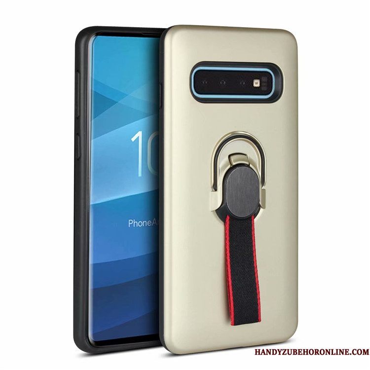 Hoesje Samsung Galaxy S10+ Ondersteuning Anti-fall Groen, Hoes Samsung Galaxy S10+ Bescherming Autotelefoon