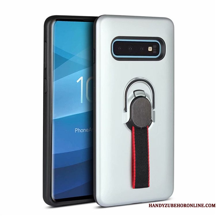 Hoesje Samsung Galaxy S10+ Ondersteuning Anti-fall Groen, Hoes Samsung Galaxy S10+ Bescherming Autotelefoon