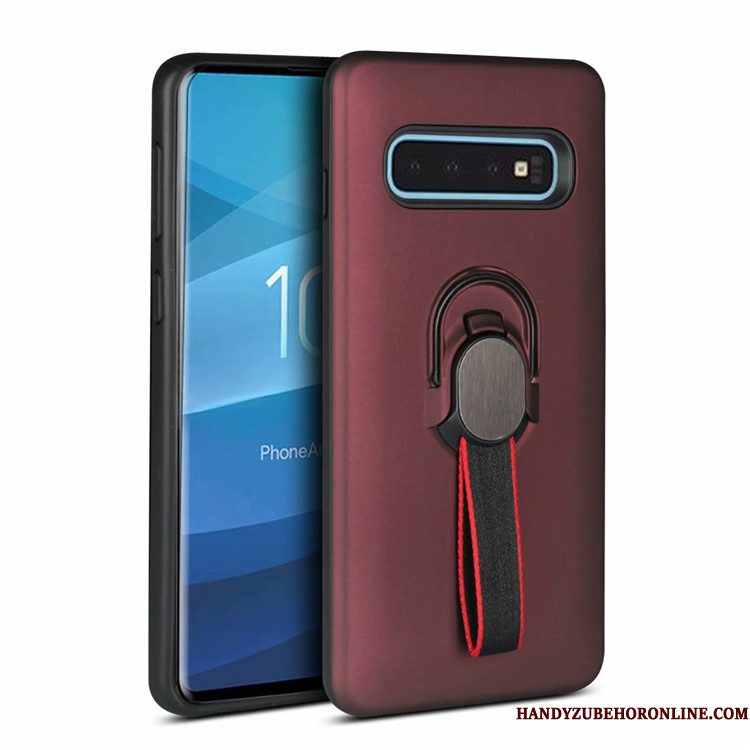 Hoesje Samsung Galaxy S10+ Ondersteuning Anti-fall Groen, Hoes Samsung Galaxy S10+ Bescherming Autotelefoon