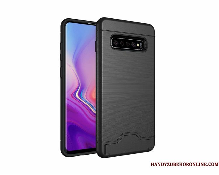 Hoesje Samsung Galaxy S10 Ondersteuning Kaart Anti-fall, Hoes Samsung Galaxy S10 Bescherming Grijs Zijde