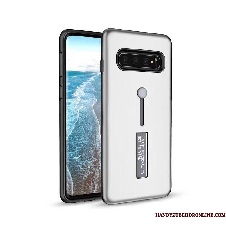 Hoesje Samsung Galaxy S10 Ondersteuning Telefoon Ring, Hoes Samsung Galaxy S10 Bescherming Wit