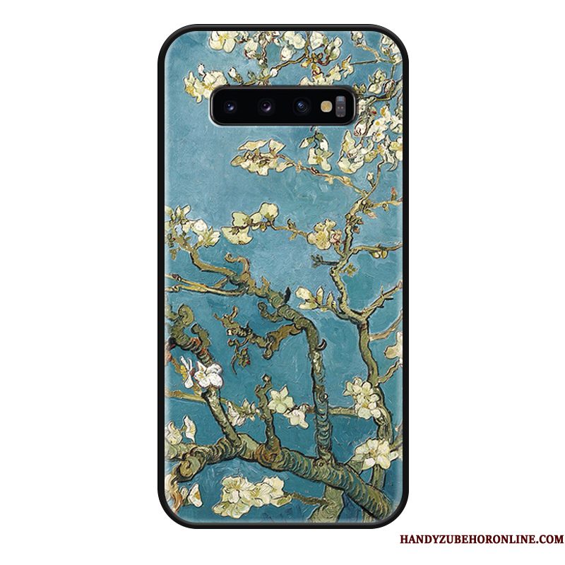 Hoesje Samsung Galaxy S10+ Reliëf Roze Hoge, Hoes Samsung Galaxy S10+ Luxe Trend Groen