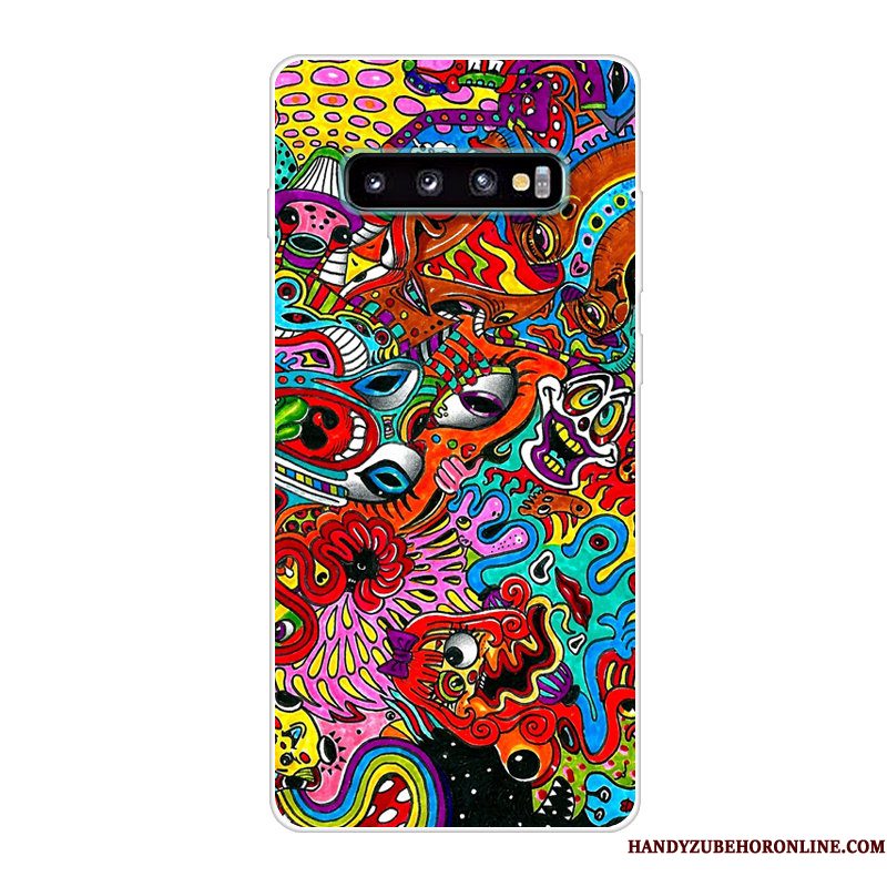 Hoesje Samsung Galaxy S10 Scheppend Anti-fall Rood, Hoes Samsung Galaxy S10 Siliconen Telefoon