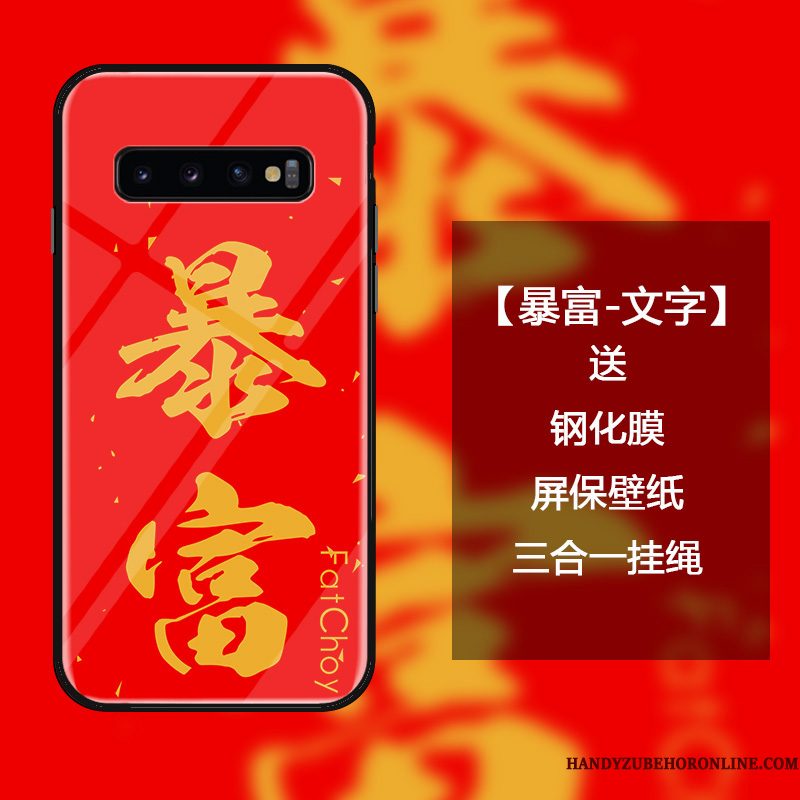 Hoesje Samsung Galaxy S10 Scheppend Anti-fall Rood, Hoes Samsung Galaxy S10 Zakken Trend Nieuw